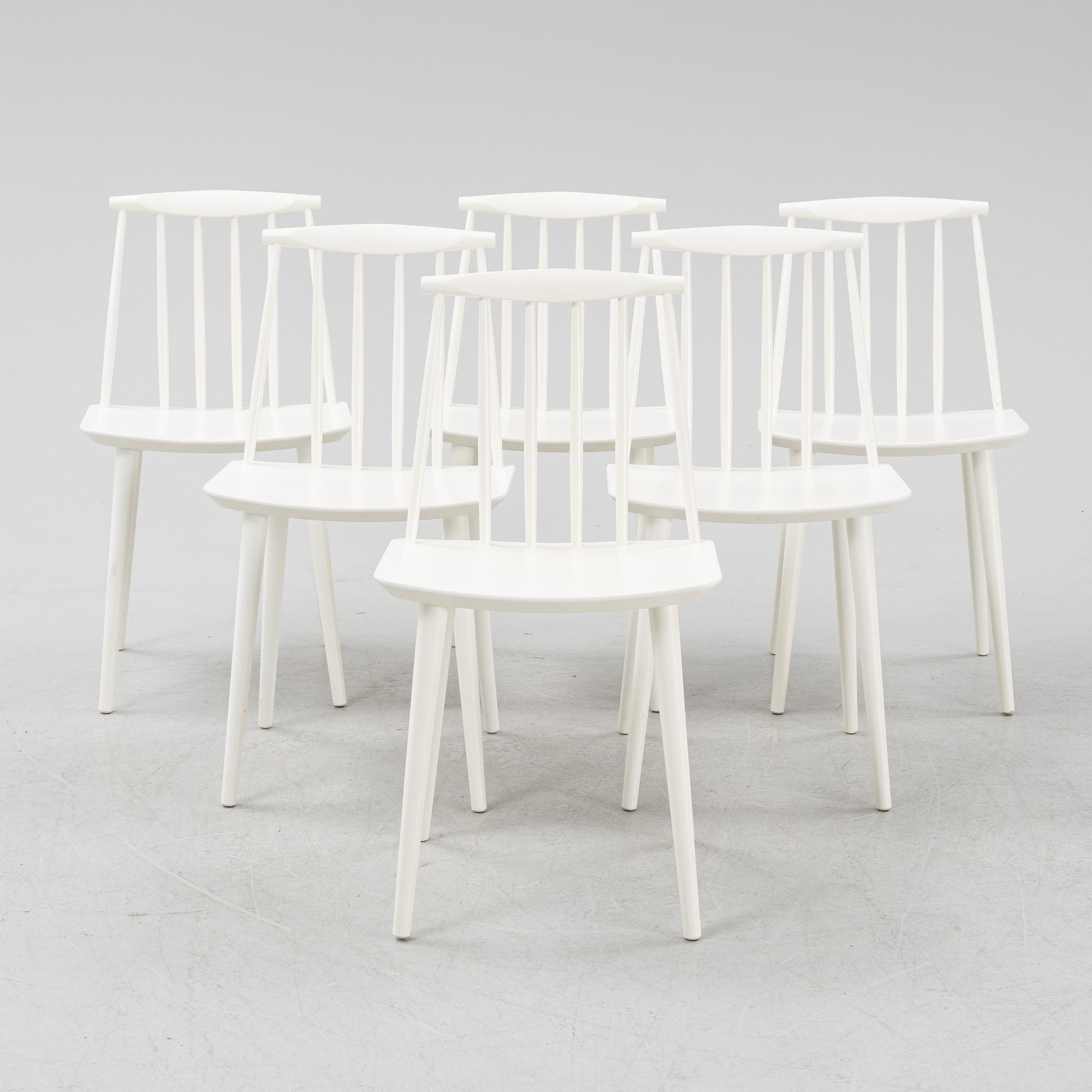 Folke Pålsson, a set of six model 'J77' chairs, Hay, Denmark.