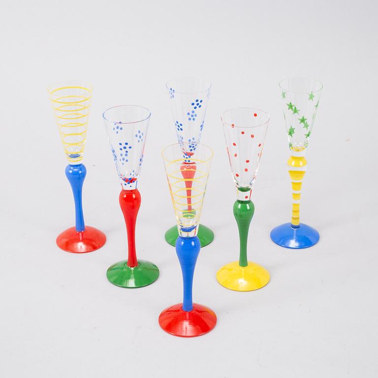 Anne Nilsson, 12 'Clown' glass snaps glasses, Orrefors.