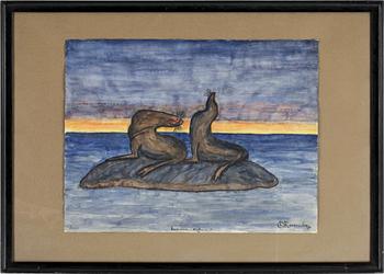 LUDVIG ORNING RAVENSBERG, akvarell på papper. Sign och dat 1950.