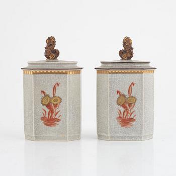 A pair of porcelain tea caddies, Royal Copenhagen, Denmark.