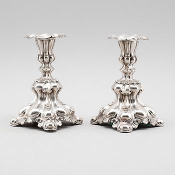 LJUSSTAKAR, 1 par, silver, CG Hallberg, Stockholm 1950.