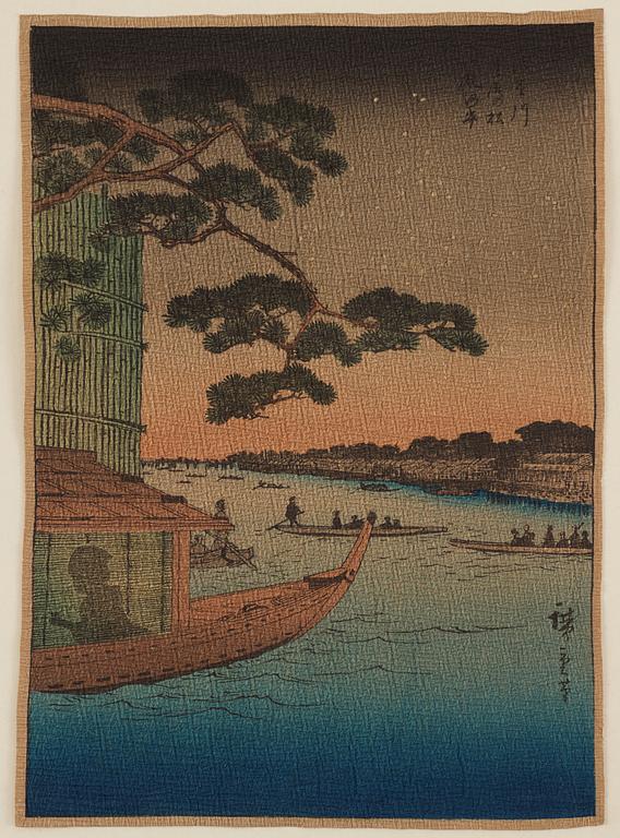 A group of eight Japanese prints, incl, Hiroshige, after, 20th century.