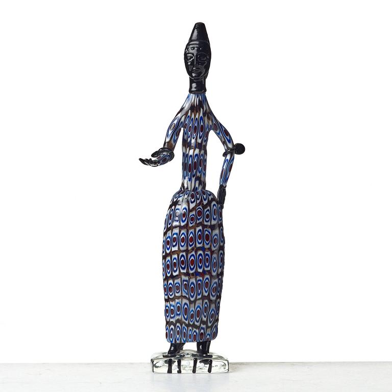 Fulvio Bianconi, an "African Woman" glass sculpture, model nr 4922, Venini, Murano, Italy 1950's.