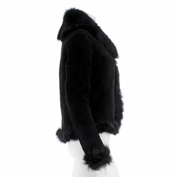 RALPH LAUREN, a black lamb shearling jacket, size 8.