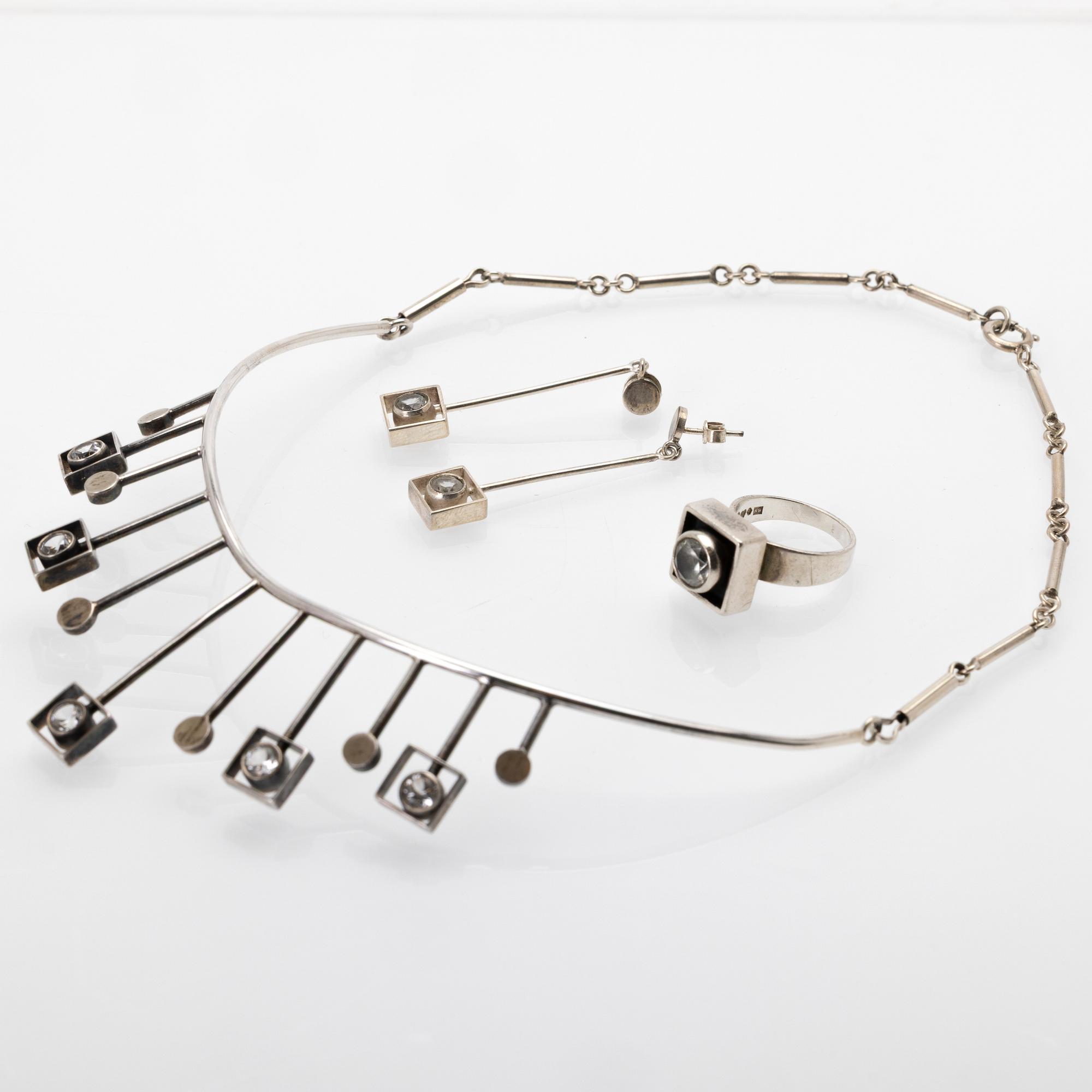 Jewellery set, 3 pieces, silver, Alton Falköping, 1967–1968.
