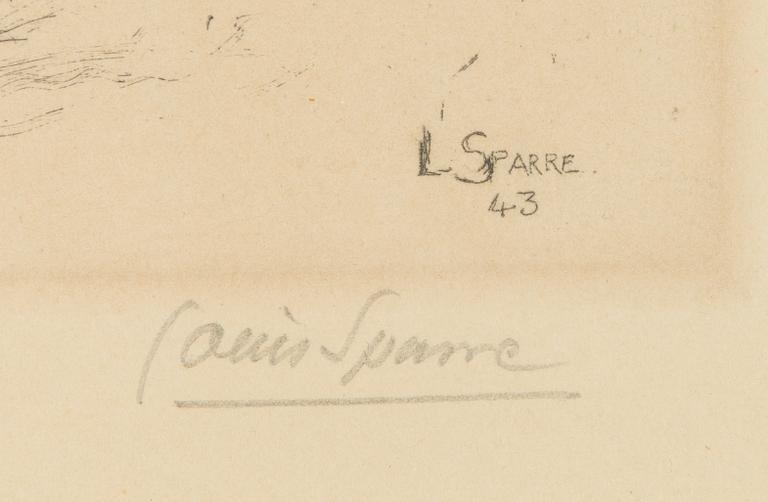 Louis Sparre, etching, plate signed and dated -43, pencil signed.