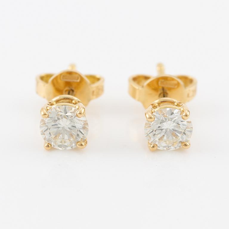 Earrings, 18K gold with brilliant-cut diamonds.