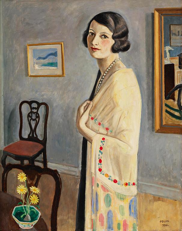 Einar Jolin, Elegant lady in a pearl necklace.