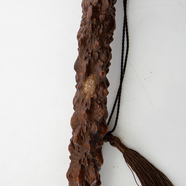 Long pipe  Carved wood with a silver mount Hasa Malmö 1986.