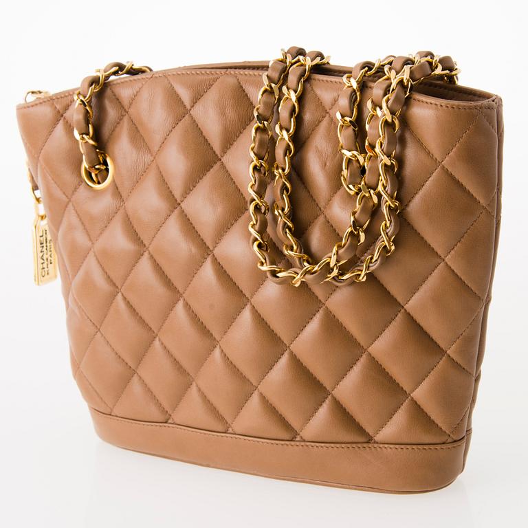 CHANEL Vintage Beige Shoulder Bag.