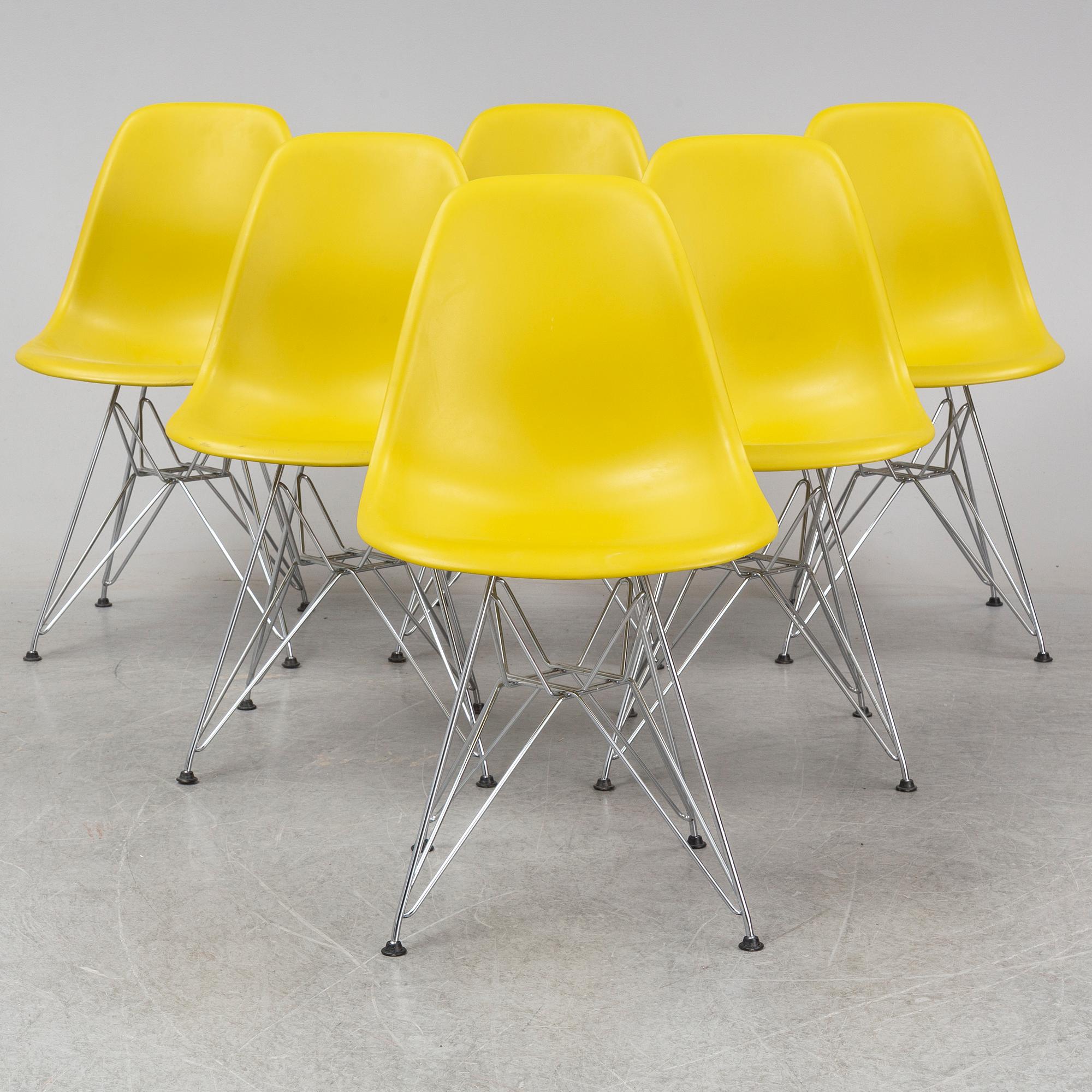 CHARLES AND RAY EAMES, six DSR chairs, Vitra, 2011.