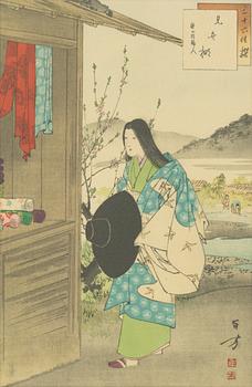 Toshikata Mizuno, a group of six Nishiki-e woodblock prints from the series 'Thirty-six Elegant Selections'.