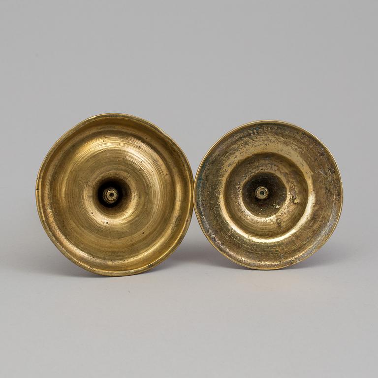 TWO BRONZE CANDLESTICKS, 18th century.