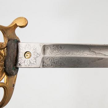 A British officer's sabre 1822 pattern with scabbard.