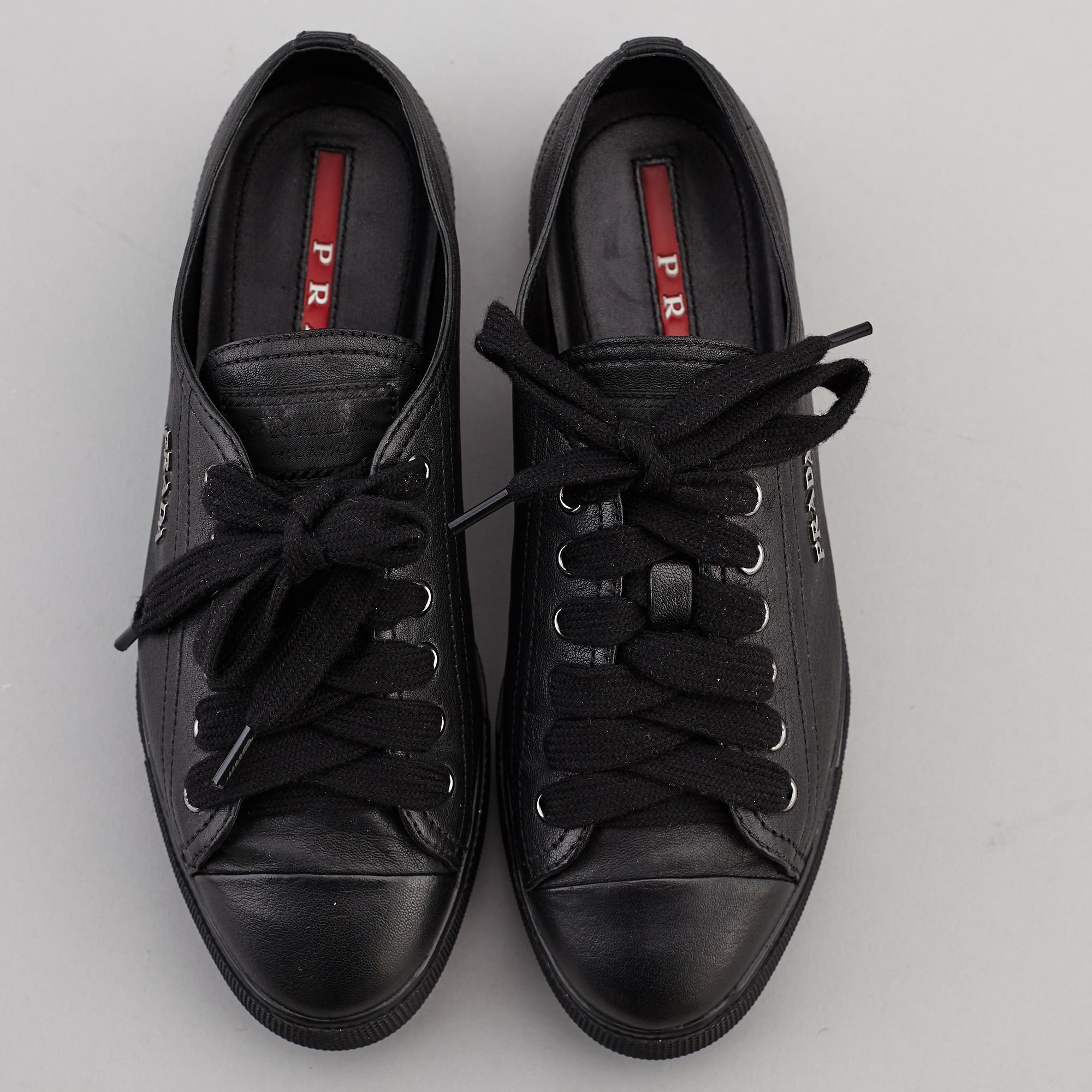 PRADA, two pairs of leather sneakers, size 35,5.