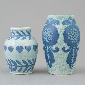 Two vases by Josef Ekberg, Gustavsberg, 1924 and 1908.