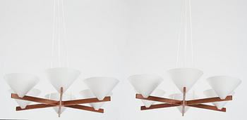 Hans-Agne Jakobsson, a pair of ceiling lamps, model "T 288/6", Hans-Agne Jakobsson AB, Åhus, 1950-60s.