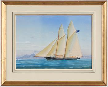 Tomasso De Simone, Two-masted schooner "Alcalda" by Vesuvius.