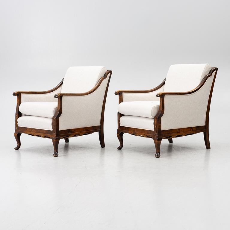 Armchairs, a pair, 1930s/40s.