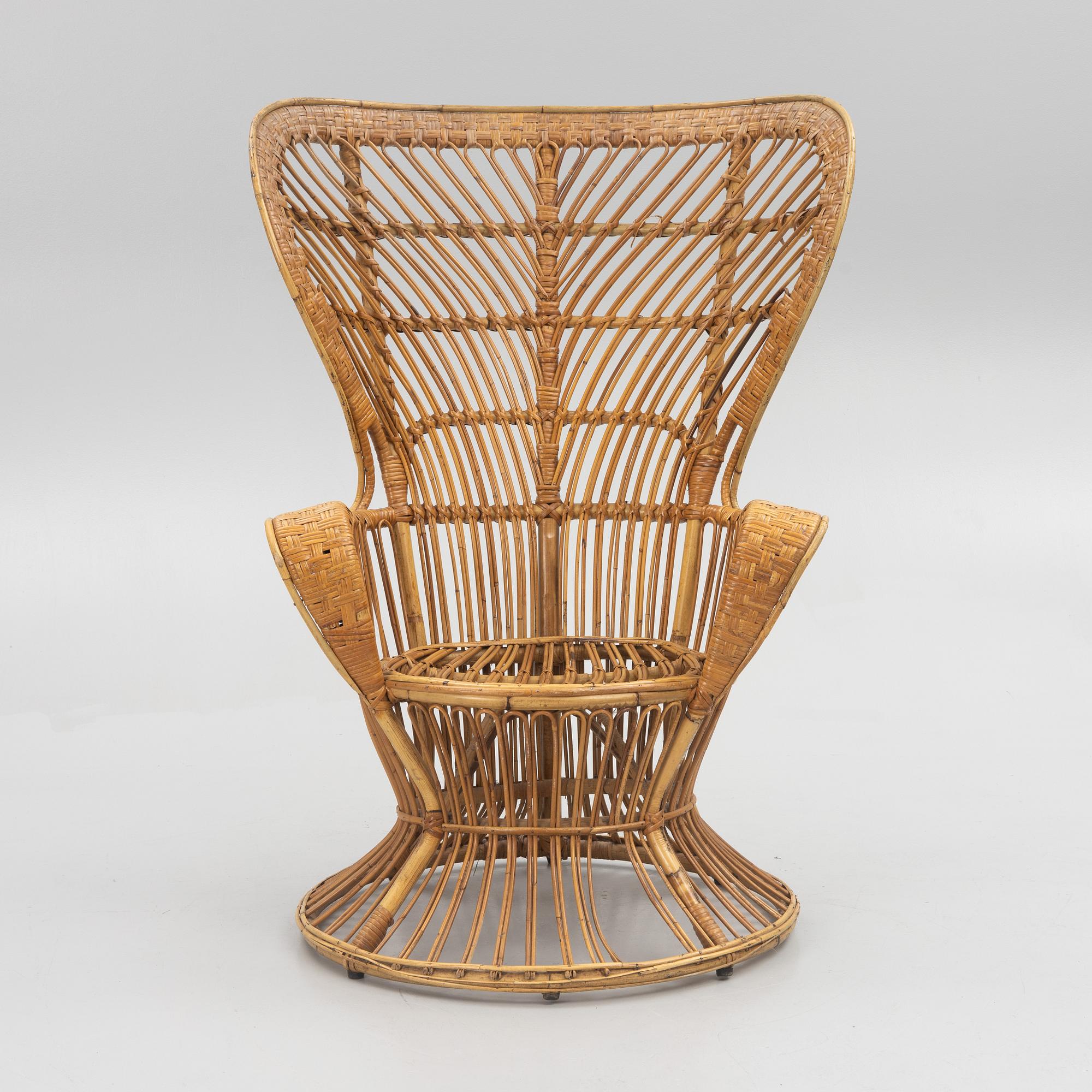Gio Ponti & Lio Carminati, wicker chair, "Conte Biancamano", Bonacina, Italy, second half of the 20th century.