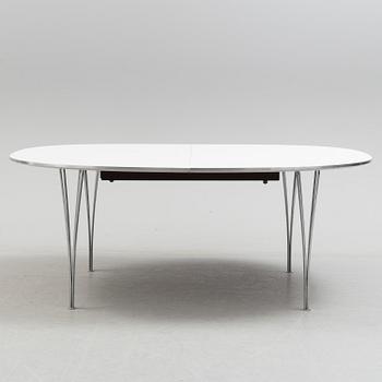 BRUNO MATHSSON & PIET HEIN, matbord, "Superellips" för Fritz Hansen med iläggskivor.