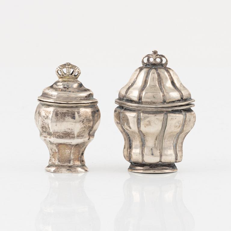 Two Swedish Silver Rococo Snuff Boxes, late 18th Century.