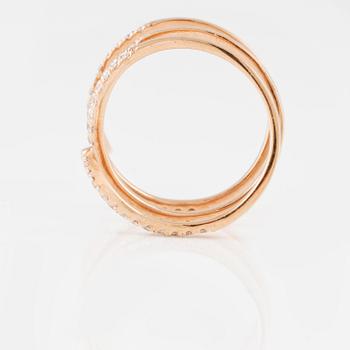 RING, 18K roséguld med briljantslipade diamanter ca 0.85 ct. Vikt 4,5 gram.