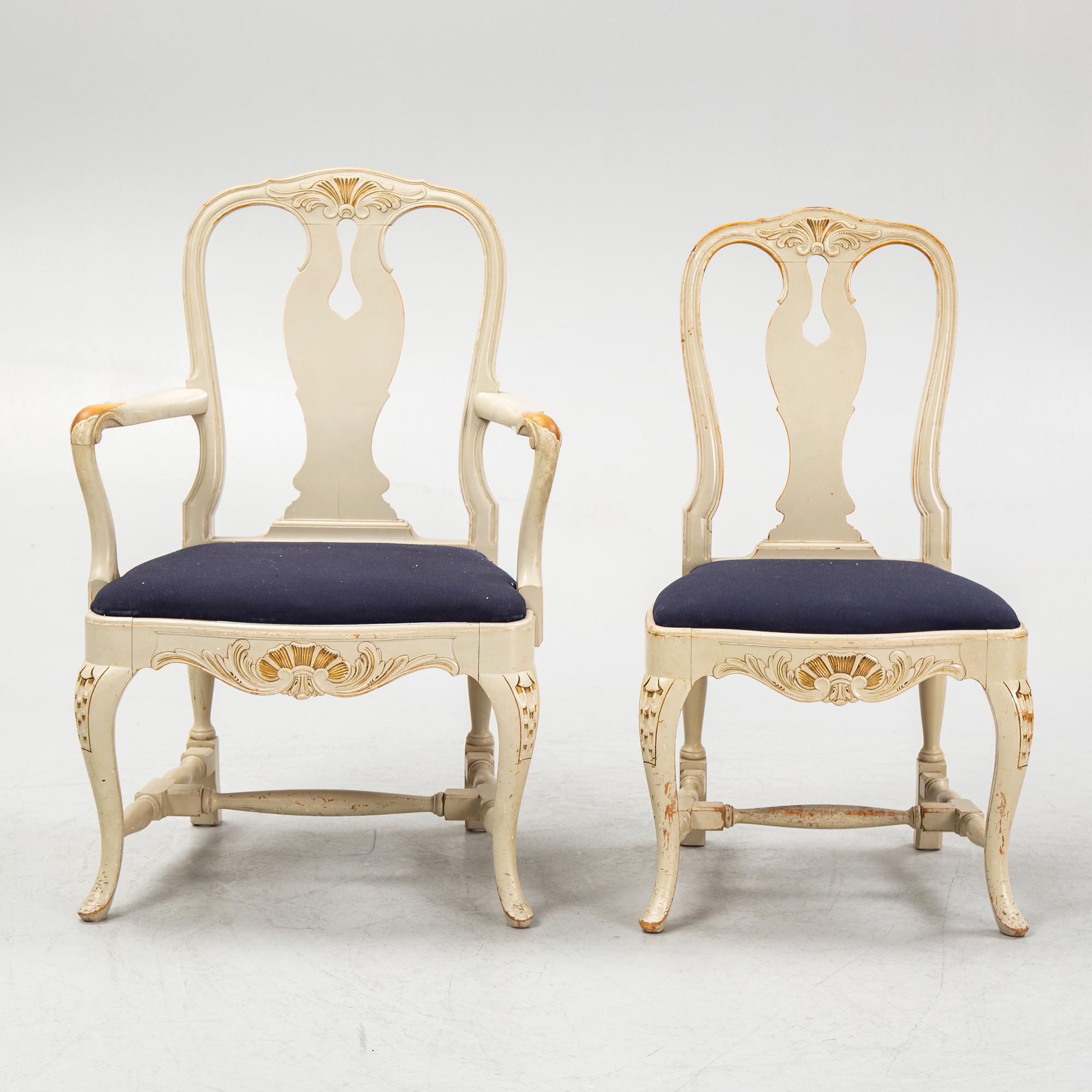 Chairs, 10 pcs, Rococo style, 20th century.