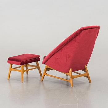 OKÄND FORMGIVARE, fåtölj samt fotpall "Q 56", Möbel-Ikea, modellen lanserad 1956.