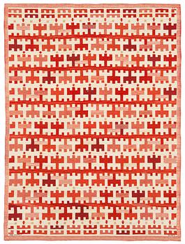 948. CARPET. "Rödbroka". Flat weave (Rölakan). 315,5 x 231,5 cm. Signed AB MMF AML.