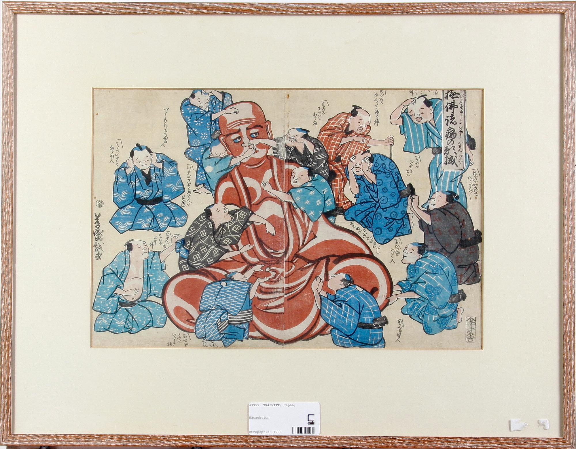 OKÄND KONSTNÄR, träsnitt, Japan, 1800/1900-tal.