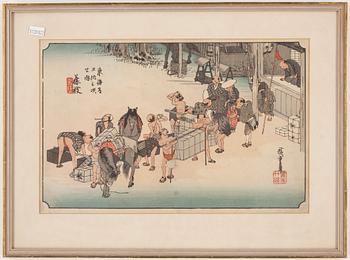TRÄSNITT, 2 st. Hiroshige. Japan.