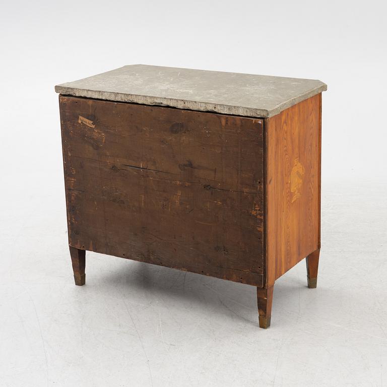 A Gustavian marquetry and gilt-brass mounted commode, late 18th century.