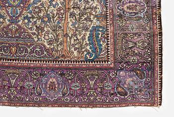 An antique Feraghan silk prayer rug, West Persia, c. 200 x 130 cm.