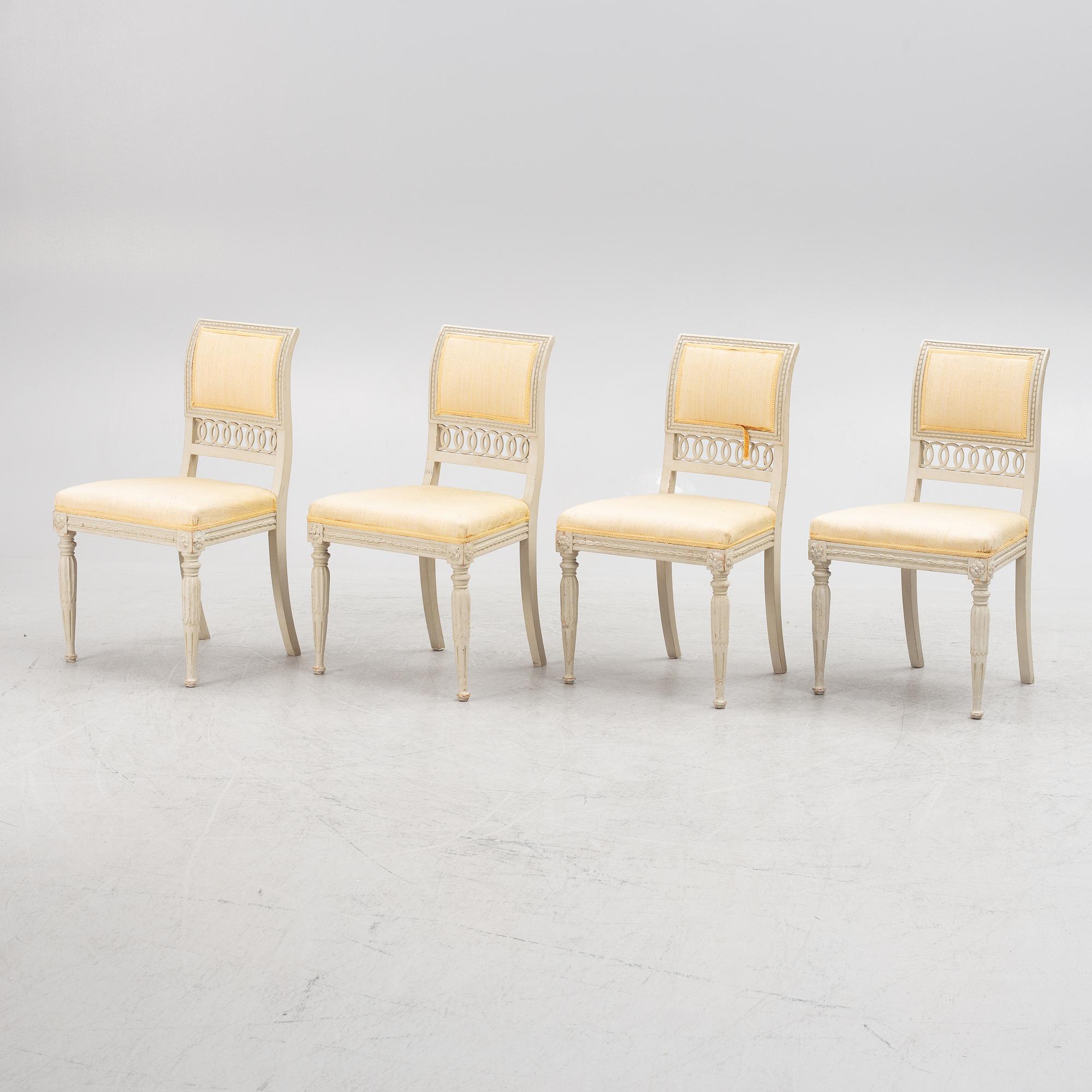 Four chairs, late Gustavian style,from  around th year 1900.