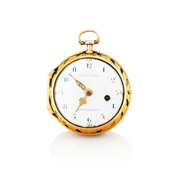 AUGUSTIN BOURDILLON (1729-1790), Stockholm 1771, gold and enamel pocket watch,