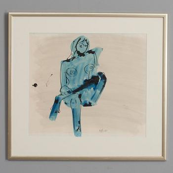 OKÄND KONSTNÄR, akvarell, monogramsignerad och daterad -67.