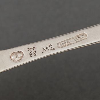 THREE SIMILAR SWEDISH FIDDLE PATTERN SPOONS,  18TH/19TH CENTURY. Weight ca 130 g.