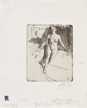 786. Anders Zorn, ANDERS ZORN, etching (IV state of IV), 1898, signed in pencil.