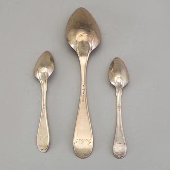 JOHAN CARLSSONS änka, Norrköping 1836, Matskedar, 6 st, silver.