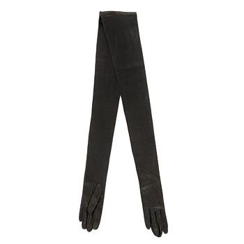 533. DOLCE & GABBANA, a black leather scarf with ends in the shape of gloves.