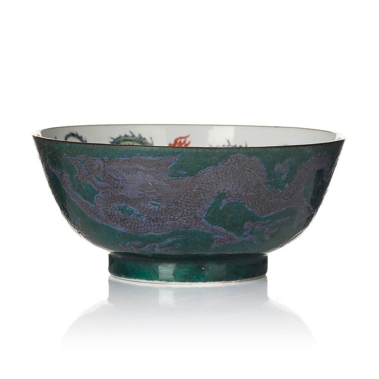 Skål, porslin. Qingdynastin, Kangxi (1662-1722).