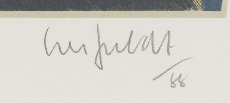 HANS HENRIK LERFELDT, färglitografi, signerad och daterad- 88.