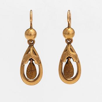 Otto Roland Mellin, A pair of 18K gold earrings. Helsinki 1874.