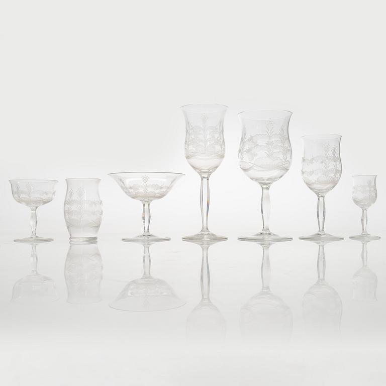 Edvard Hald, A set of 78 pieces "H 208" glassware, Orrefors.