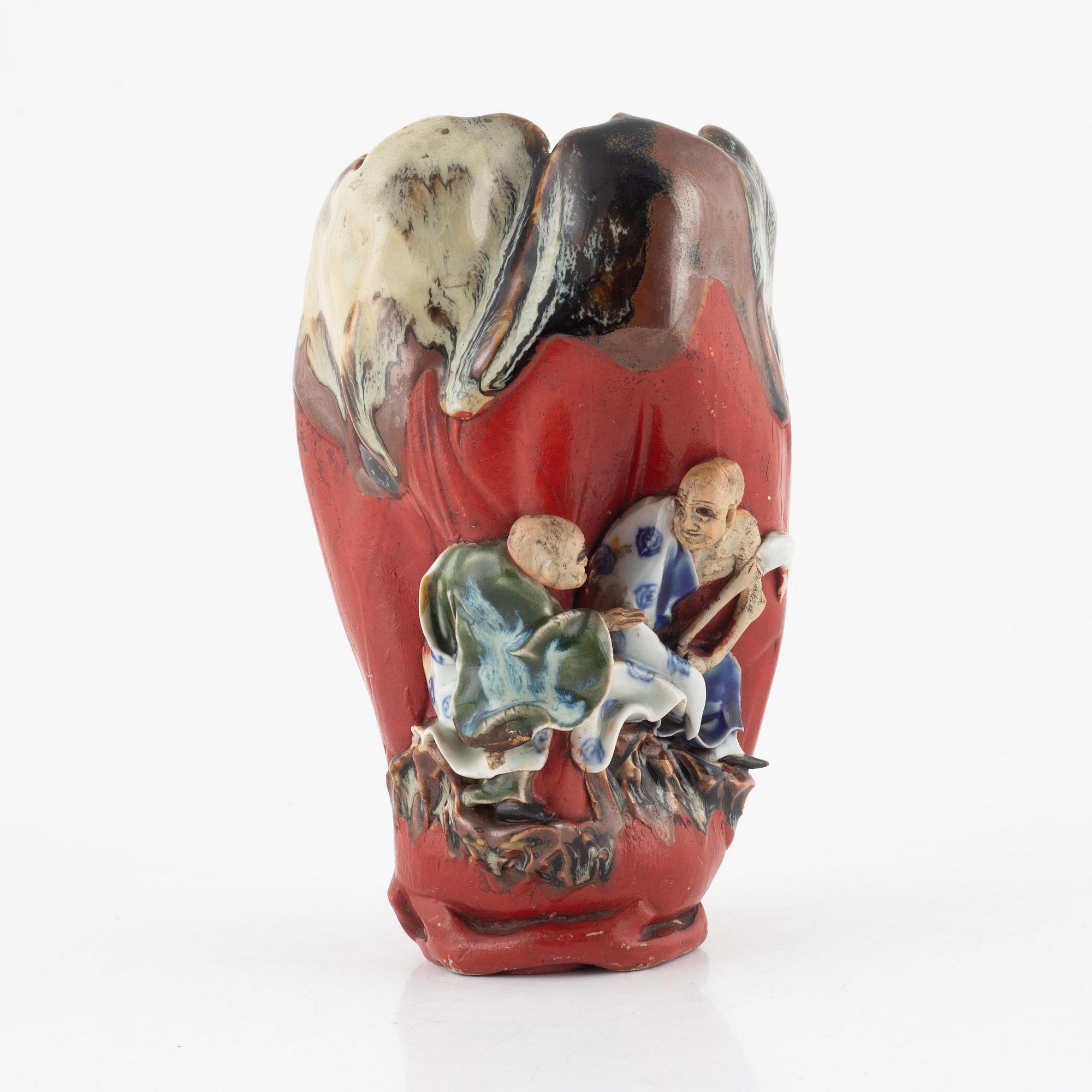 A Japanese 'sumida ware' vase, signed Koko, Meiji.