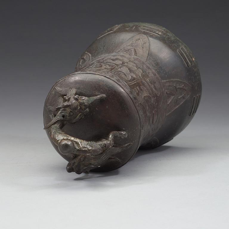 A bronze temple bell, Ming dynasty (1368-1644).