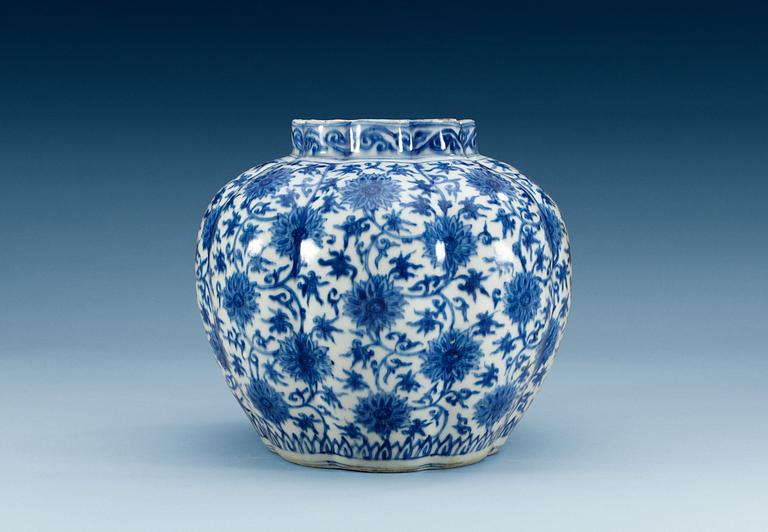 A blue and white jar, Ming dynasty (1368-1644).