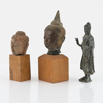 A set of three buddhist sculptures, Thailand, 20th Century.