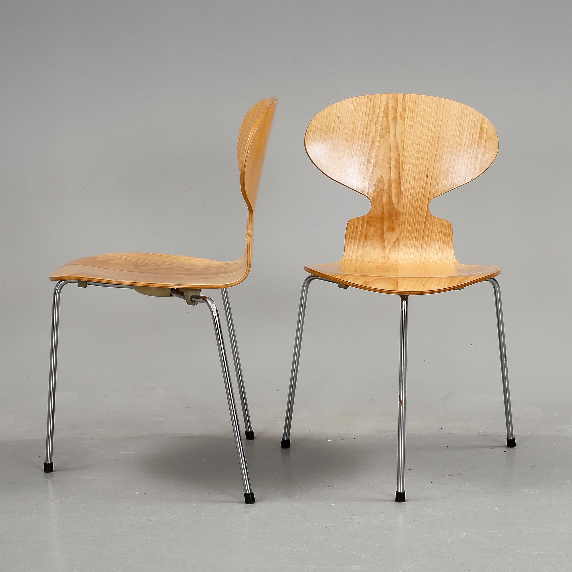 STOLAR, 7 stycken, "Myran", Arne Jacobsen, Fritz Hansen, 1900-talets fjärde kvartal.
